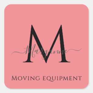 Giralrosa Personalisiert Monogramm-Umschlag Aufkle Quadratischer Aufkleber