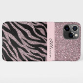 Giralrosa Personalisierter Name Zebra Print Rose G iPhone Hülle (Rückseite (Horizontal))