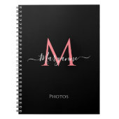 Giralrosa Personalisiertes Monogram Black-Notebook Notizblock (Vorderseite)