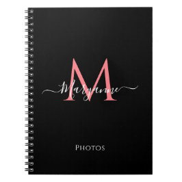 Giralrosa Personalisiertes Monogram Black-Notebook Notizblock