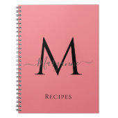 Giralrosa Personalisiertes Monogramm Schwarz Notizblock (Vorderseite)