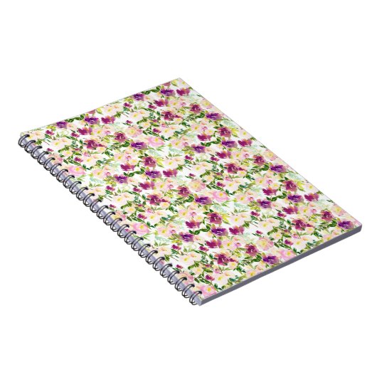 Giralrosa Pfirsich Lila Burgund Wasserfarben Notizblock (Rechte Seite)