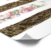 Giralrosa Rosen und Imitate Goldene Pinselstriche Poster (Ecke)
