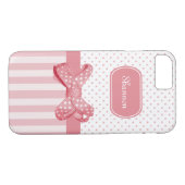 Giralrosa Streifen Niedlich Polka Dotbow mit Namen Case-Mate iPhone Hülle (Rückseite (Horizontal))