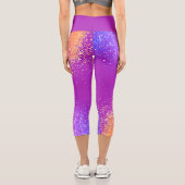 Giralrosa und Lila Imitate Glitzer Glam Glitzern Capri Leggings (Rückseite)
