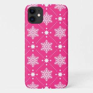 Giralrosa und weiße Schneeflocken Weihnachtsmuster Case-Mate iPhone Hülle