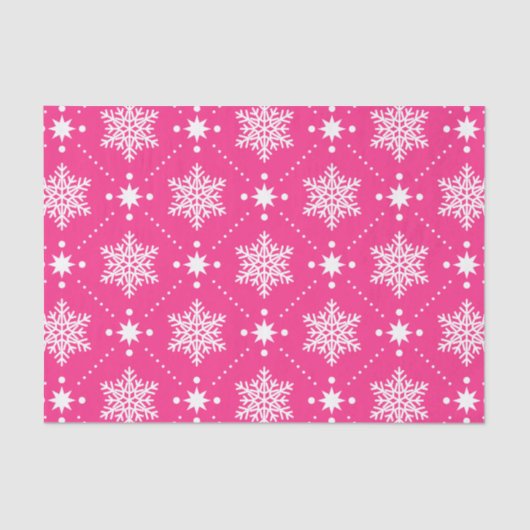 Giralrosa und weiße Schneeflocken Weihnachtsmuster Seidenpapier (Vorderseite)