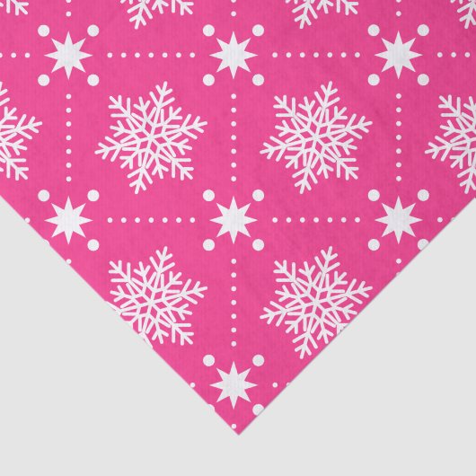 Giralrosa und weiße Schneeflocken Weihnachtsmuster Seidenpapier (Ausschnitt)