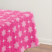 Giralrosa und weiße Schneeflocken Weihnachtsmuster Tischdecke (Beispiel)