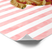 Giralrosa Vintage Streifen Farbige Rose Poster (Ecke)