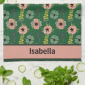 Giralrosa Weiße Blume Botanischer Mustername Geschirrtuch (Gefaltet)