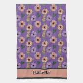 Giralrosa Weiße Blume Botanischer Mustername Geschirrtuch (Vertikal)