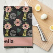 Giralrosa Weiße Blume Botanischer Mustername Geschirrtuch (Viertel Falte)