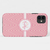 Giralrosa Zickzack mit Monogramm Case-Mate iPhone Hülle (Rückseite (Horizontal))