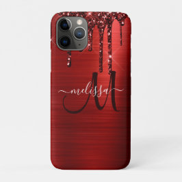 Giralroter Glitzer Brush Metal Monogram Case-Mate iPhone Hülle