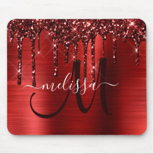 Giralroter Glitzer Brush Metal Monogram Mousepad