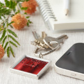 Giralroter Glitzer Brush Metal Monogram Schlüsselanhänger (Seite)