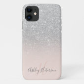 Giralsilber Glitzer ombre Glitzern mit Monogramm Case-Mate iPhone Hülle (Rückseite)
