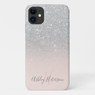 Giralsilber Glitzer ombre Glitzern mit Monogramm Case-Mate iPhone Hülle