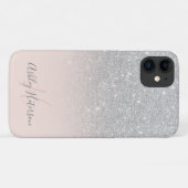 Giralsilber Glitzer ombre Glitzern mit Monogramm Case-Mate iPhone Hülle (Rückseite (Horizontal))