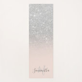 Giralsilber Glitzer ombre pink mit Monogramm Yogamatte (Vorderseite)
