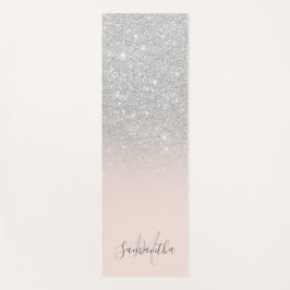 Giralsilber Glitzer ombre pink mit Monogramm Yogamatte