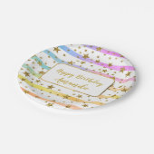 Giralstreifen und Sterne personalisiert Pappteller (Schrägansicht)