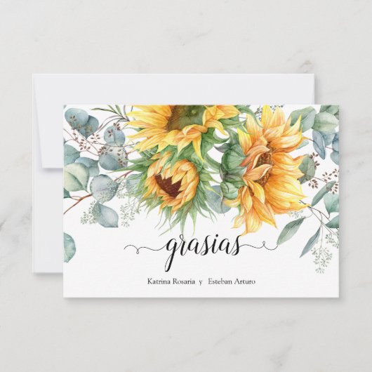 Girasol de otoño rústico dankeskarte (Vorderseite)