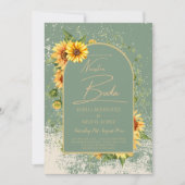 Girasoles Bilingües Boda Rústica en Verde Salvia Einladung (Vorderseite)