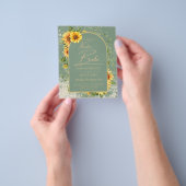 Girasoles Bilingües Boda Rústica en Verde Salvia Flyer (Gruppe)