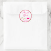 Gircess Hot Pink und Gold Glitzer Vielen Dank Runder Aufkleber (Tasche)