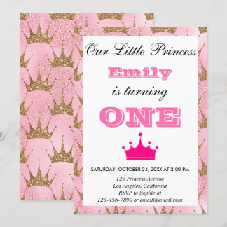 Gircess Pink & Gold Glitzer Erstgeburt Einladung