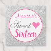 Gircess Pink & Silver Glitzer 16 . Geburtstag Geschenkanhänger (Rückseite)