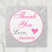 Gircess Pink und Silver Glitzer Vielen Dank Geschenkanhänger (Rückseite)