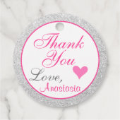 Gircess Pink und Silver Glitzer Vielen Dank Geschenkanhänger (Rückseite)