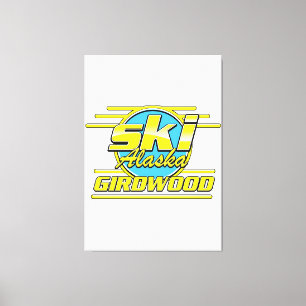 Girdwood Alaska 80er Ski-Logo Leinwanddruck