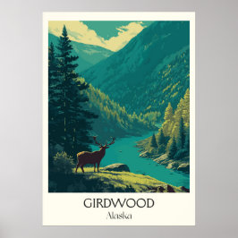 Girdwood Alaska Forest Deer Nature Poster