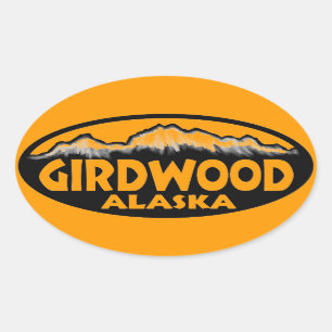 Girdwood Alaska orange ovale Aufkleber