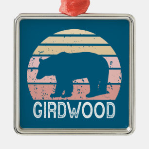 Girdwood Alaska Retro Bear Ornament Aus Metall