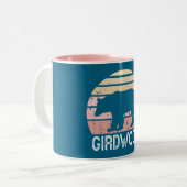 Girdwood Alaska Retro Bear Zweifarbige Tasse (Vorderseite Links)