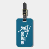 Girdwood Alaska Skier Gepäckanhänger (Vorderseite vertikal)