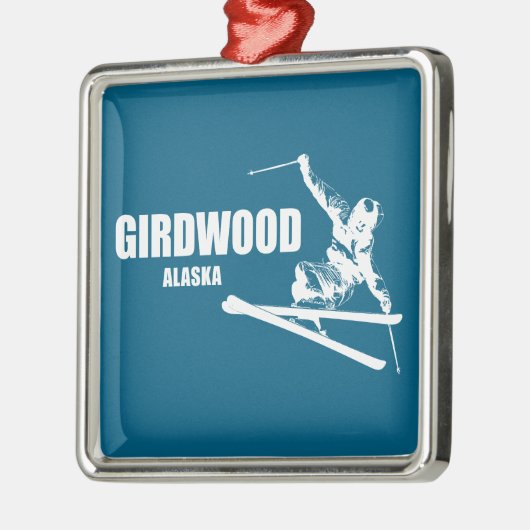 Girdwood Alaska Skier Ornament Aus Metall (Links)