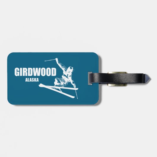 Girdwood Alaska Skifahrer Gepäckanhänger (Rückseite horizontal)
