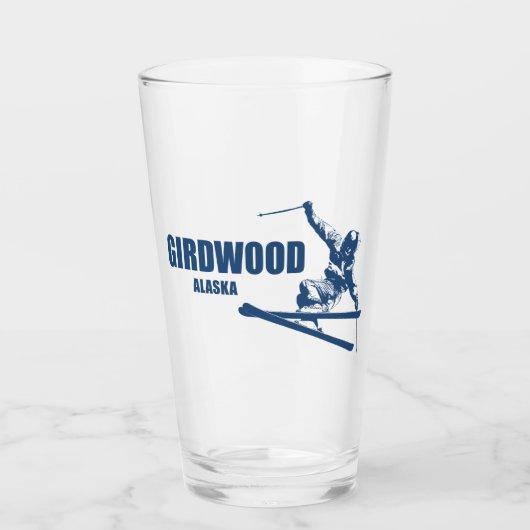 Girdwood Alaska Skifahrer Glas (Vorderseite)