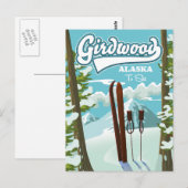 Girdwood Alaska zum Skifahren Postkarte (Vorne/Hinten)
