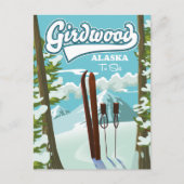 Girdwood Alaska zum Skifahren Postkarte (Vorderseite)