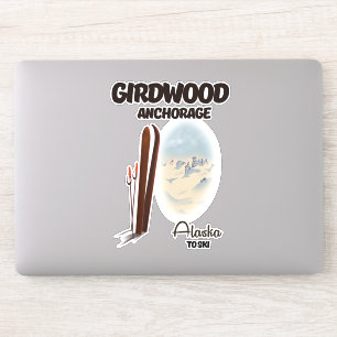 Girdwood Ankerplatz Alaska Skiposter Aufkleber