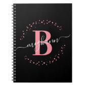 Girendy Pink Black Name Monogram Script Notizblock (Vorderseite)