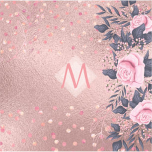 Giresters Ever ROSEGOLD Blue Pink Floral MONOGRAM Aufkleber