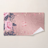 Giresters Ever ROSEGOLD Blue Pink Floral MONOGRAM Handtuch (Handtuch)